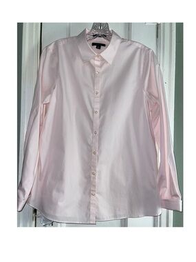 Lands End No Iron Supima Women’s Light Pink Button-Up Shirt